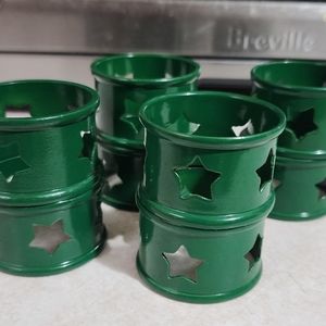 8 piece Star napkin rings Green